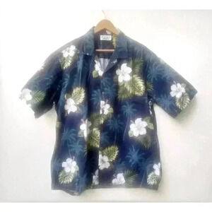 Pacific Legend Apparel Mens Hawaiian Shirt Multicolor Hibiscus Palm Tree USA XL